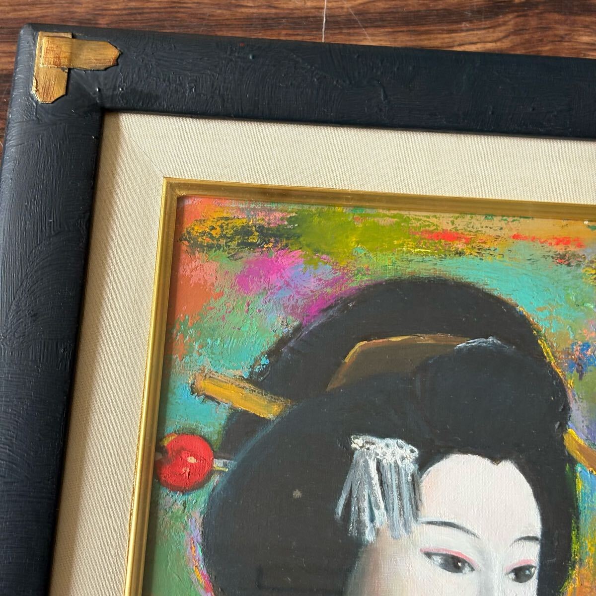 小田次男「梅川忠兵衛」油彩4号 額装 三越シール 油絵 油画 絵画B Bibian 比比昂 - 小田次男「梅川忠兵衛」油彩4号 真作 額装 三越