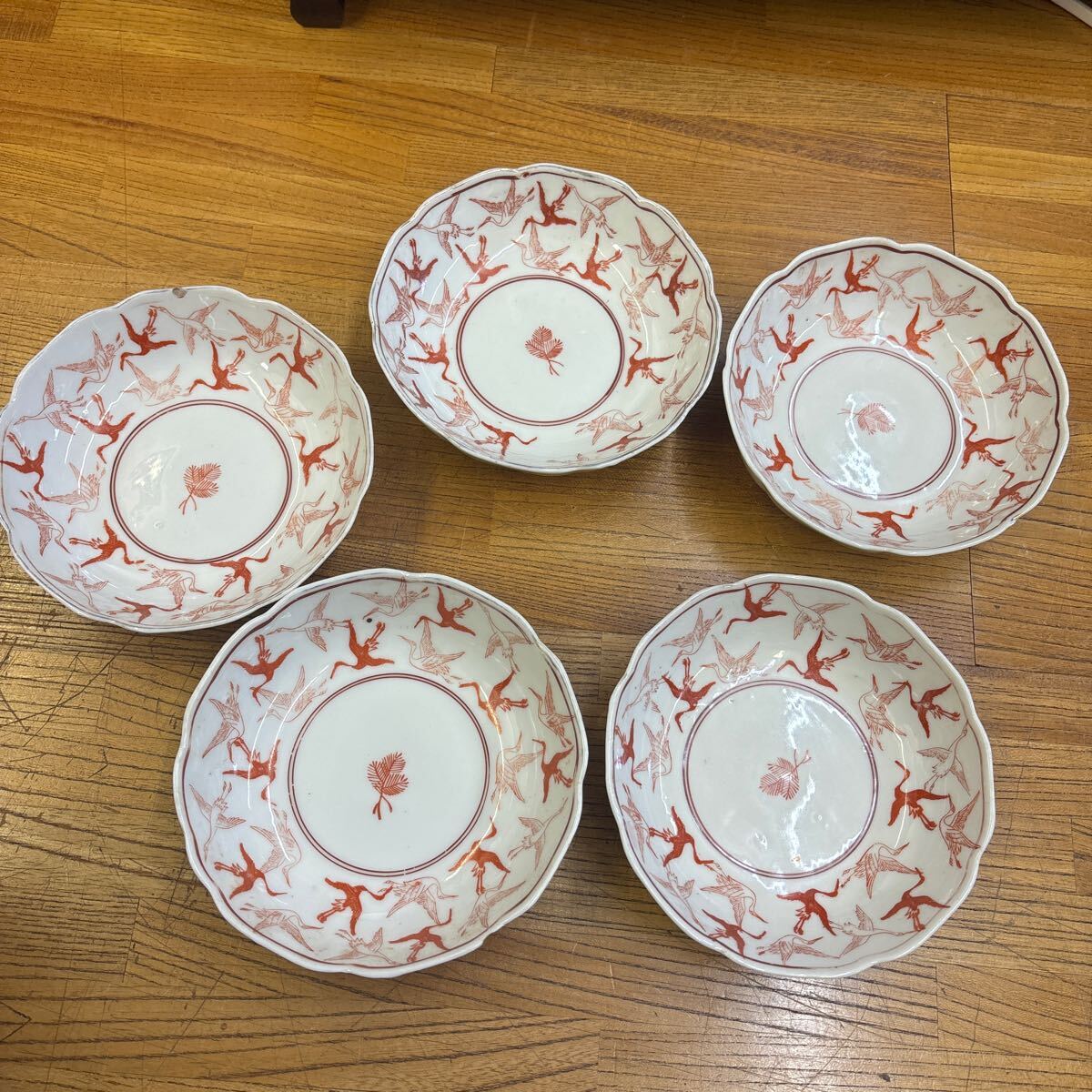 B7-32 九谷焼　 和食器　 皿　 染付　5皿セット　まとめ売り_画像1