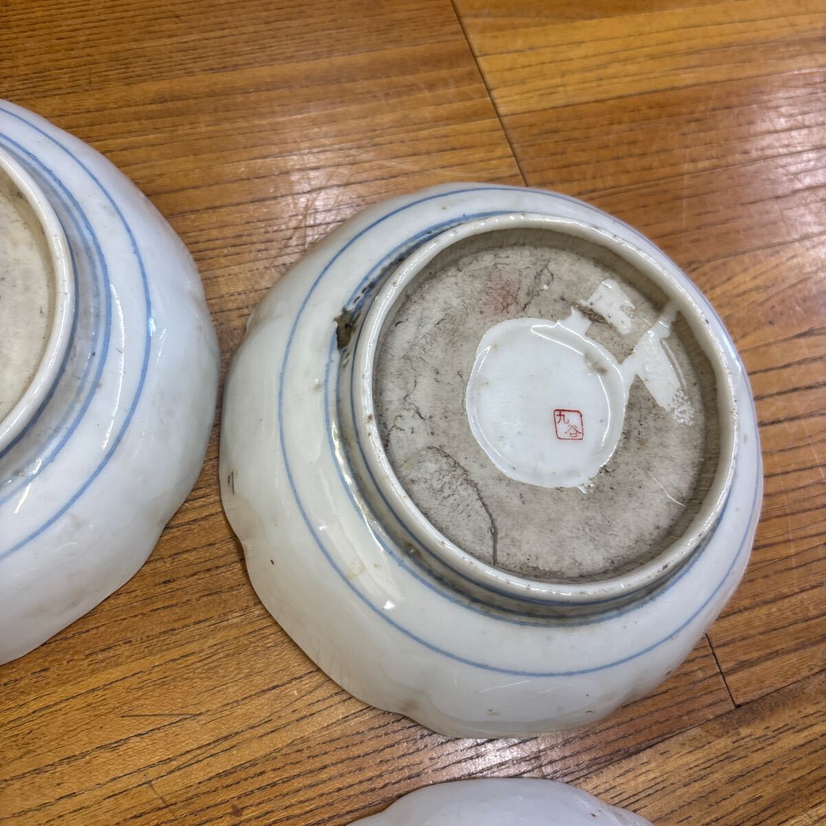 B7-32 九谷焼　 和食器　 皿　 染付　5皿セット　まとめ売り_画像6