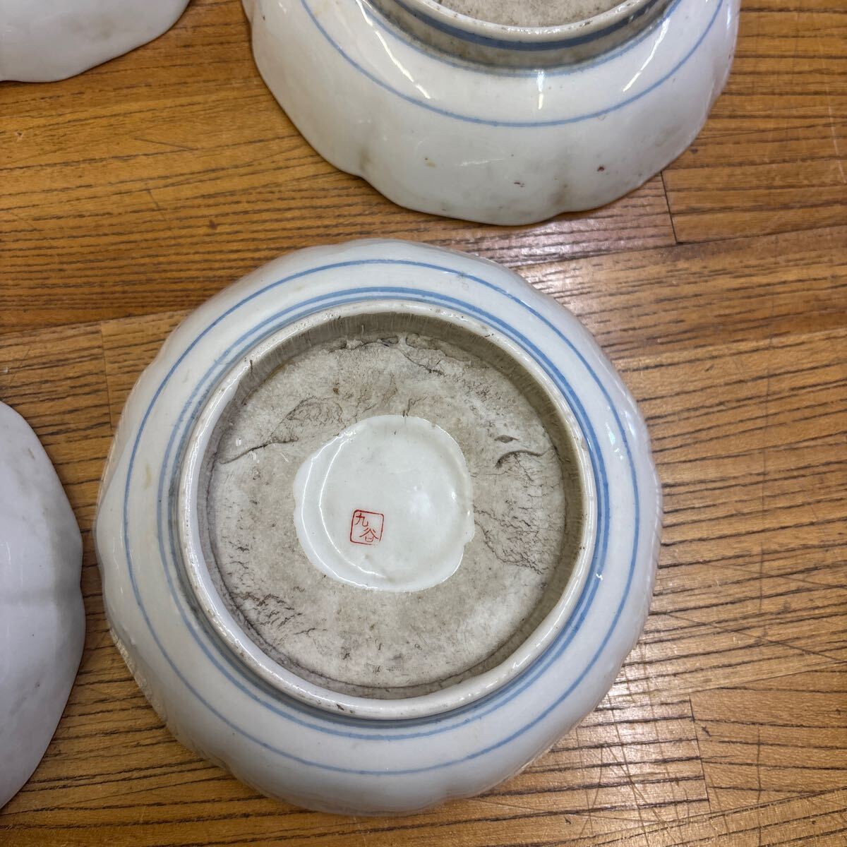 B7-32 九谷焼　 和食器　 皿　 染付　5皿セット　まとめ売り_画像9
