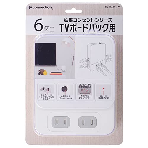 オーム電機 電源タップ 6口拡張コンセント コンセント6個口 雷ガード TVボードバック用 ホワイト TK6TV1-W 00-1452 OHM_画像5