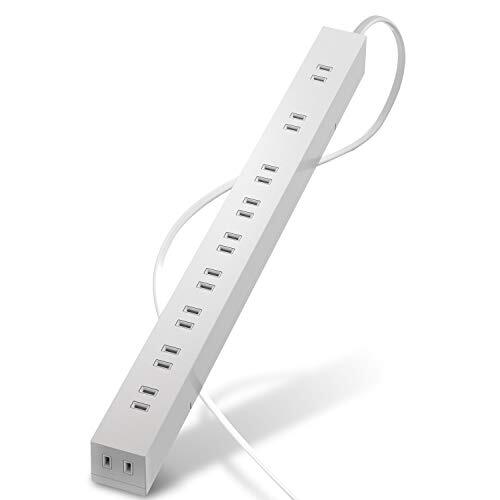 エレコム 電源タップ 雷ガード 10個口 3m ほこりシャッター 【 固定 ・吊下可能な回転パーツ付き】 ホワイト ECT-0103WH_画像1