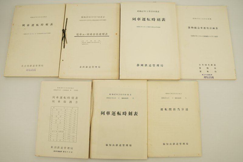 F-348 【ジャンク品 品】運転関係 福知山 新潟 静岡 金沢 名古屋 列車運転時刻表 鉄道管理局 昭和 電車 コレクション 珍品 希少