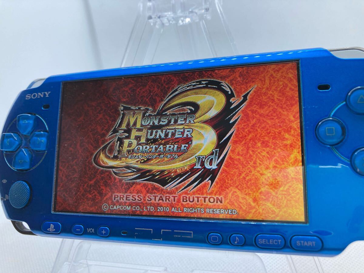 良品 ソニー プレステポータブル 液晶美品 液晶美品 PSP3000ブルー メモリースティック付き SONY ソニー