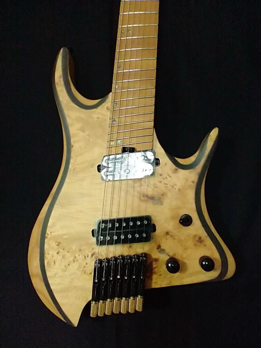 新品　7弦ヘッドレスエレキギター　アッシュボディー＆バールメイプルトップ 新品 7弦ヘッドレスエレキギター アッシュボディー＆バール