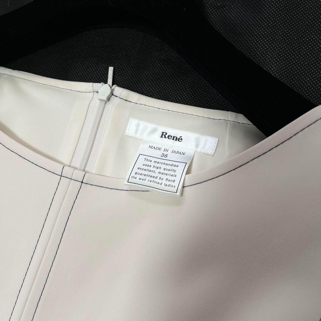 美品? RENE ルネ タックステッチワンピース アイボリー_画像7