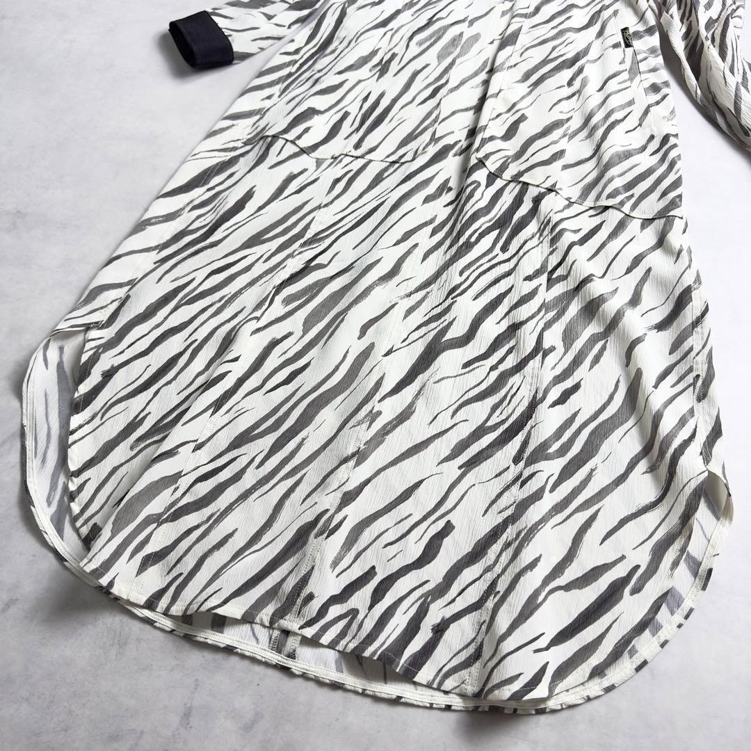 美品?フォトコピュー ホワイトタイガー柄 シルクワンピース M_画像4