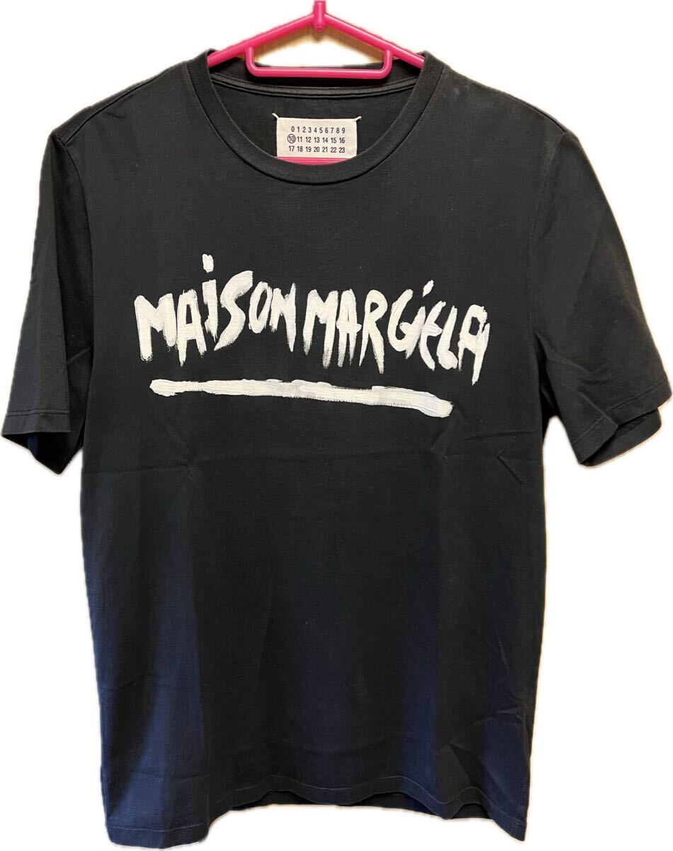 Maison Margiela メゾン・マルジェラ ロゴ Tシャツ ベージュ 黒 正規 16SS Maison Margiela メゾン マルジェラ ロゴ ペイント