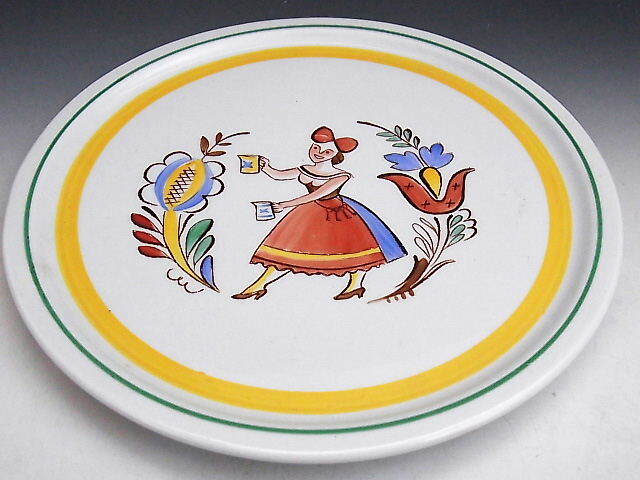 フィンランド美術 手描き フォークアート 壁掛け皿 ◆ アラビア窯_画像3