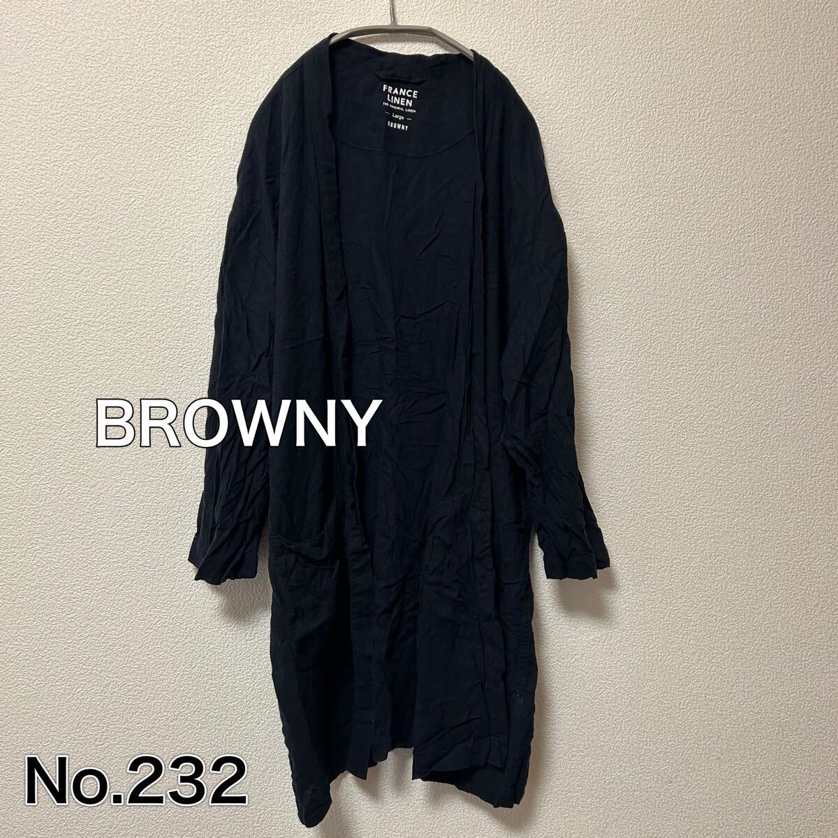 送料無料 匿名配送 BROWNY ブラウニー リネン混 ロングシャツ 羽織り_画像1