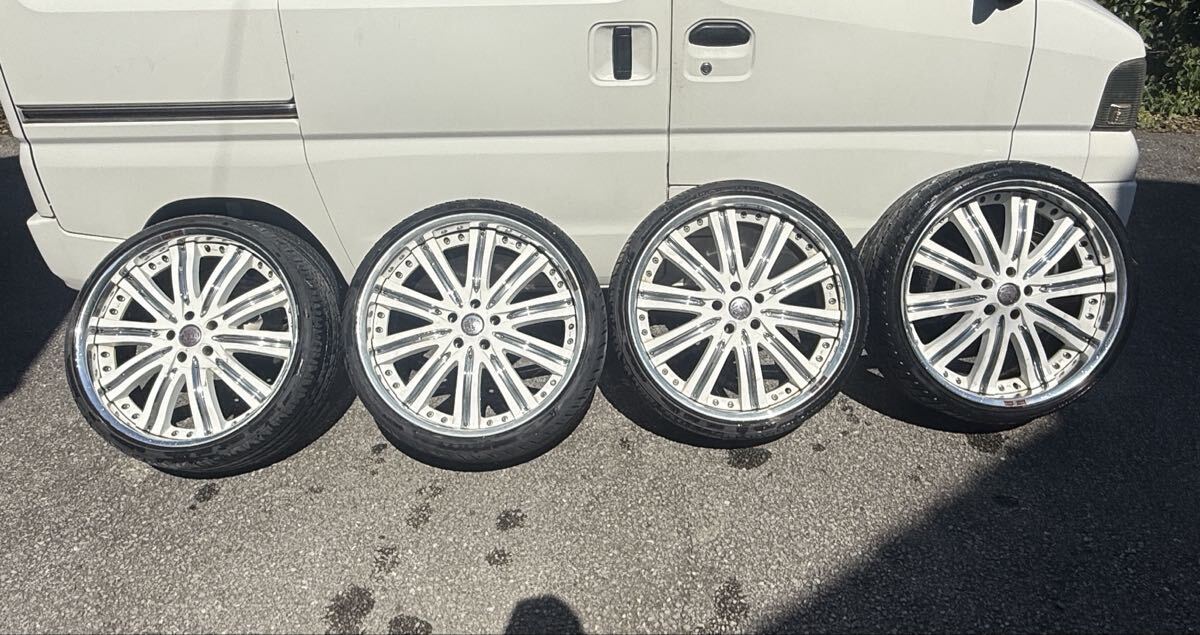 クリムゾン クラブリネア 22インチタイヤ&ホイールセット 9J&10J 4本セット!L747 PCD120 LS600にて取り外し 直接引き取り歓迎出品 _画像1