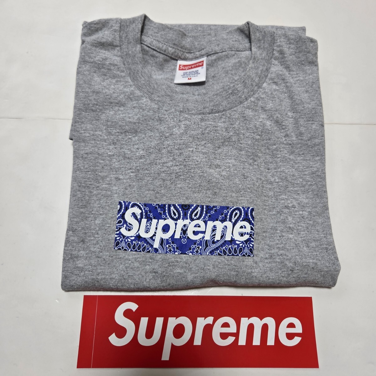 Supreme Bandana Box Logo Tee Heather Grey シュプリーム バンダナ ボックスロゴ Tシャツ グレー Mサイズ_画像10