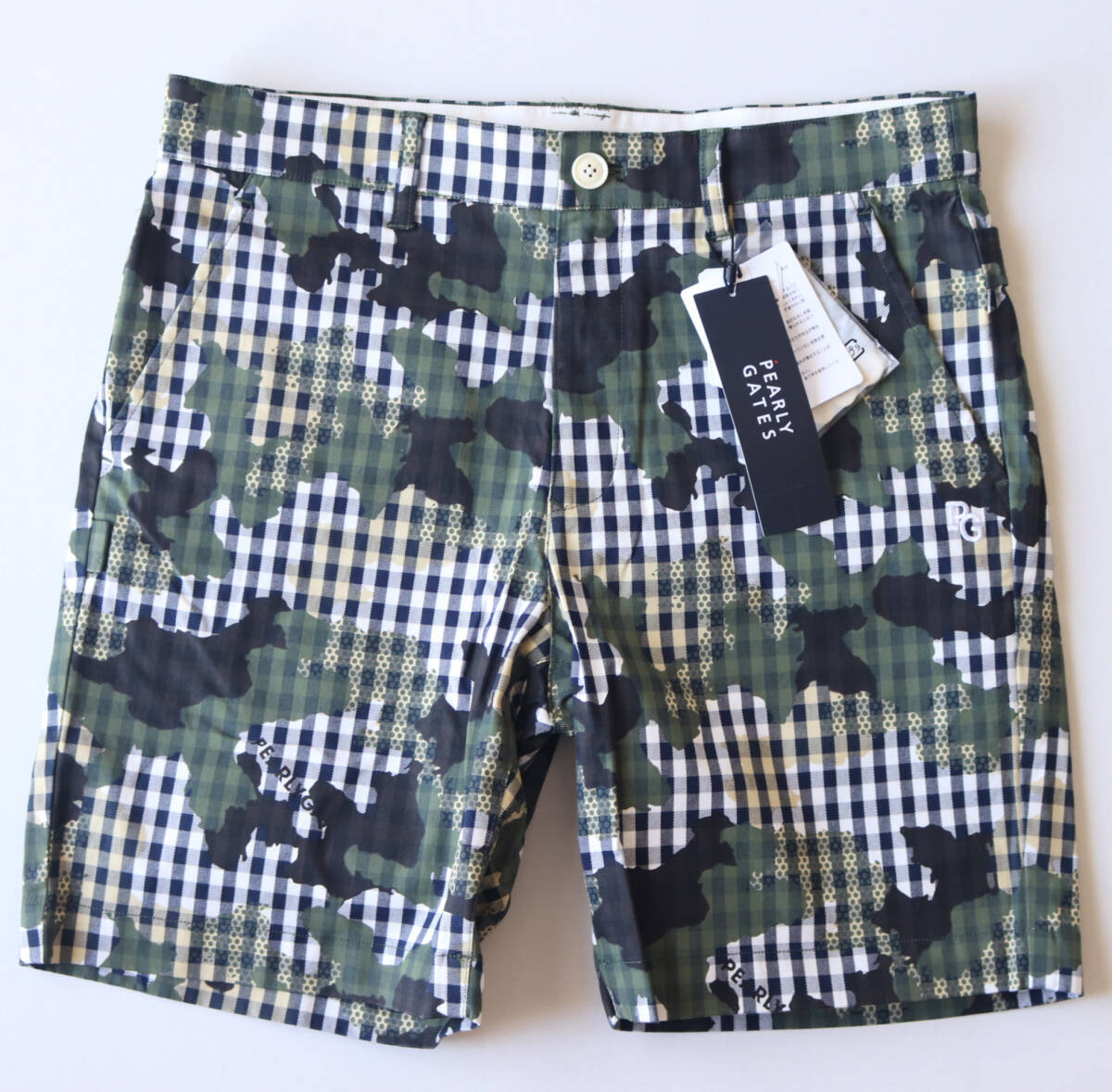 新品タグ付き【パーリーゲイツ】ストレッチ カモフラ柄 ショートパンツ 5(L) 33，000円新品タグ付き【PEARLY GATES パーリーゲイツ
