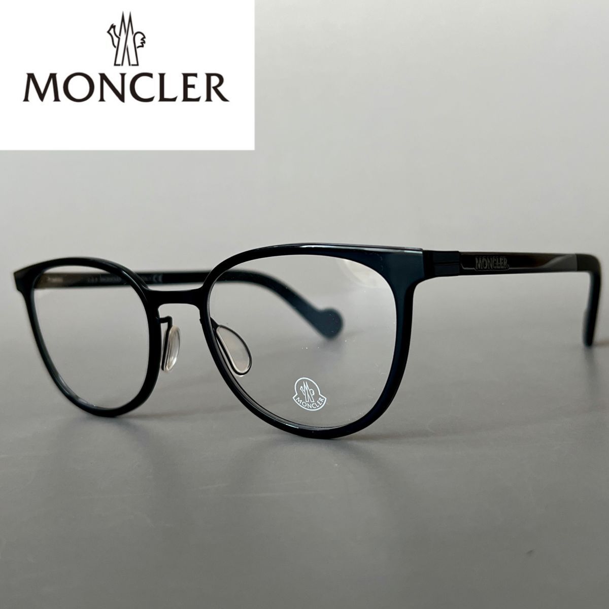 MONCLER★男女OK ラウンド メタル メガネフレーム モンクレール メガネ MONCLER ラウンド フレーム ブラック 黒