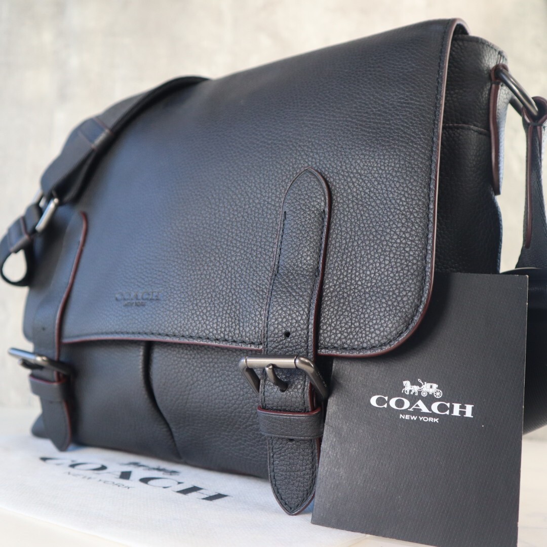 未使用品級 コーチ メトロポリタン メッセンジャーバッグ ビジネス レザー 黒 近年モデル 極美品 コーチ COACH メンズ メッセンジャーバッグ