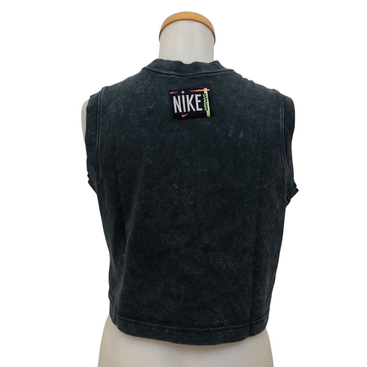 K324-20 NIKE ナイキ ノースリーブ トップス ムラ染 加工 ショート丈 グレー系 レディース 女性用 S_画像4