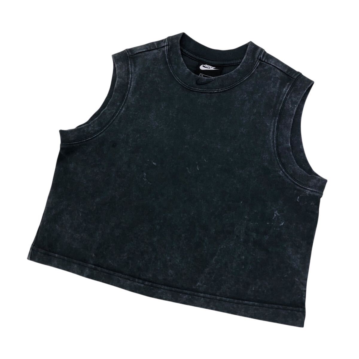 K324-20 NIKE ナイキ ノースリーブ トップス ムラ染 加工 ショート丈 グレー系 レディース 女性用 S_画像5