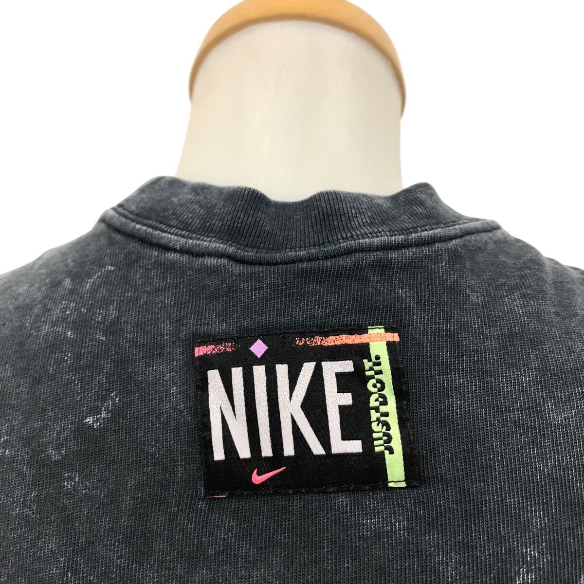 K324-20 NIKE ナイキ ノースリーブ トップス ムラ染 加工 ショート丈 グレー系 レディース 女性用 S_画像6