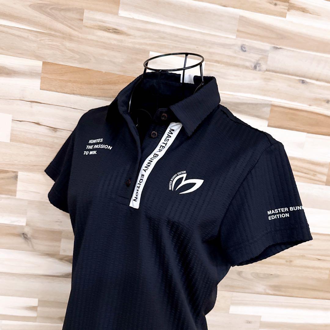 美品【マスターバニーエディション】マルチロゴ サッカー ゴルフ ポロシャツ黒×白【HFby6PR】レディース・洋服・春夏【E3X9M9D】_画像2