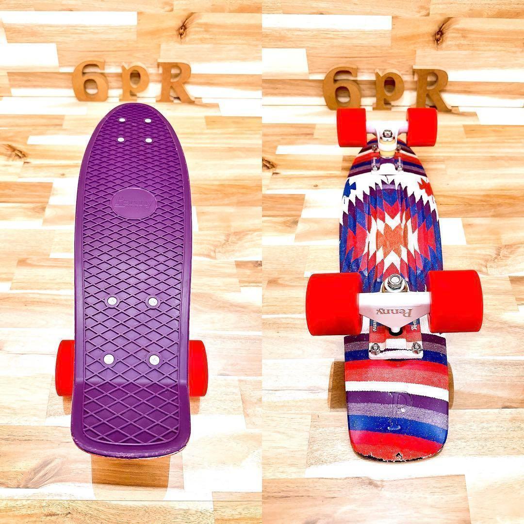 美品【ペニー】Penny ミニ クルーザー ネイティブ柄 スケートボード 紫×赤 美品【ペニー】Penny ミニ クルーザー ネイティブ柄 スケート