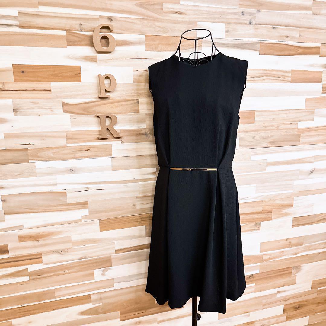 【ザラ】ノースリーブ ドレス ワンピース ビジネス パーティー L 黒×ゴールド【HFby6PR】レディース・洋服・春夏【W3J4V4Y】_画像1