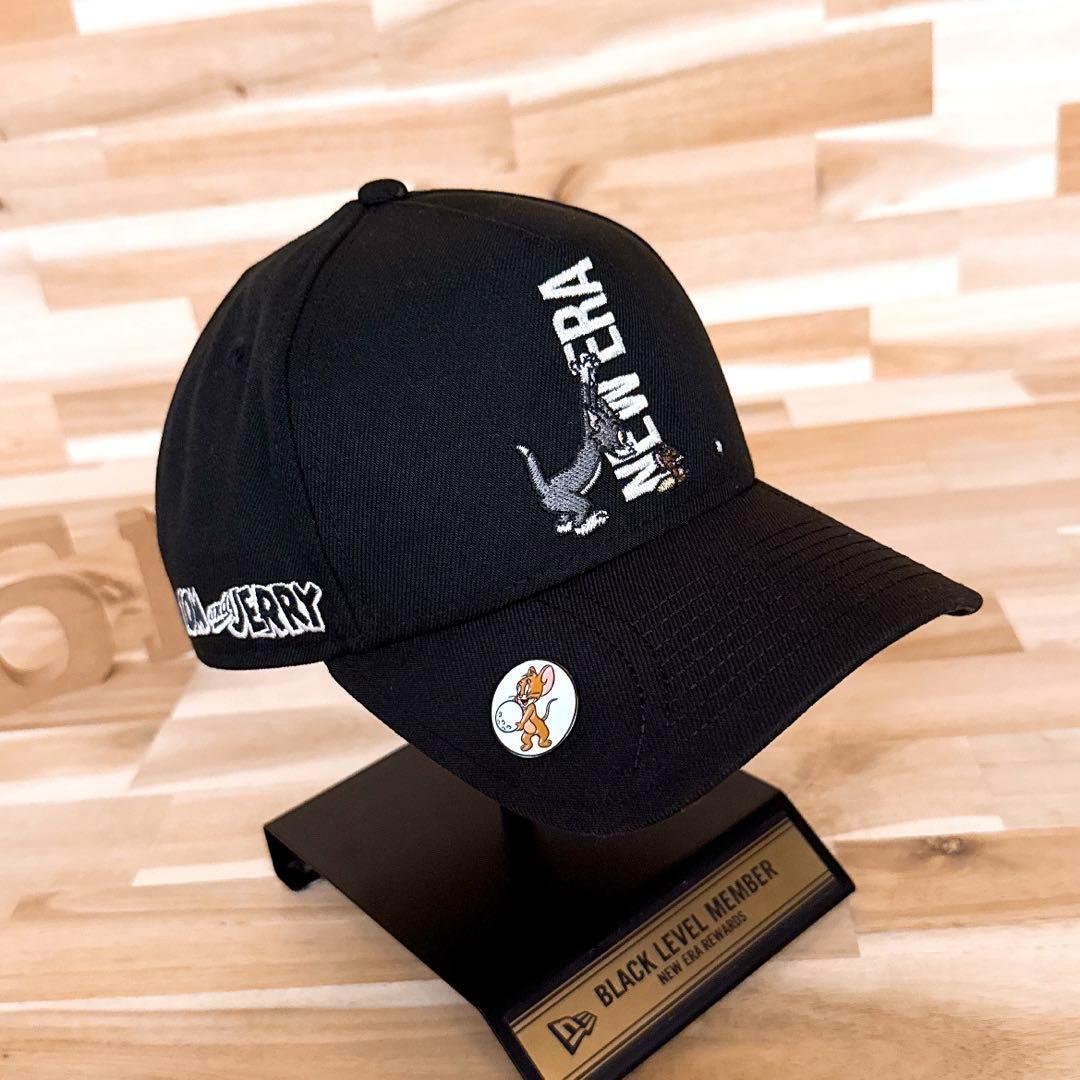 激レア/廃番【ニューエラ×トムとジェリー】限定コラボ キャップ ゴルフ 黒×白【HFby6PR】メンズ・帽子・春夏・秋冬【X3C3H9C】_画像2