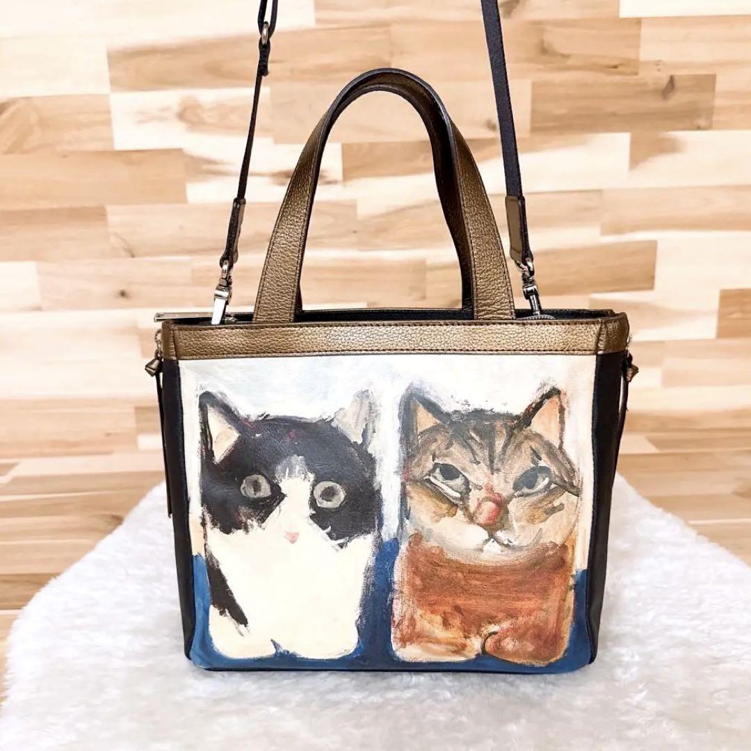 【マンハッタナーズ】油絵タッチ猫ねこアート ショルダーバッグ2wayトートバッグ【HFby6PR】レディース・バッグ・春夏・秋冬【H3E7X9D】_画像2