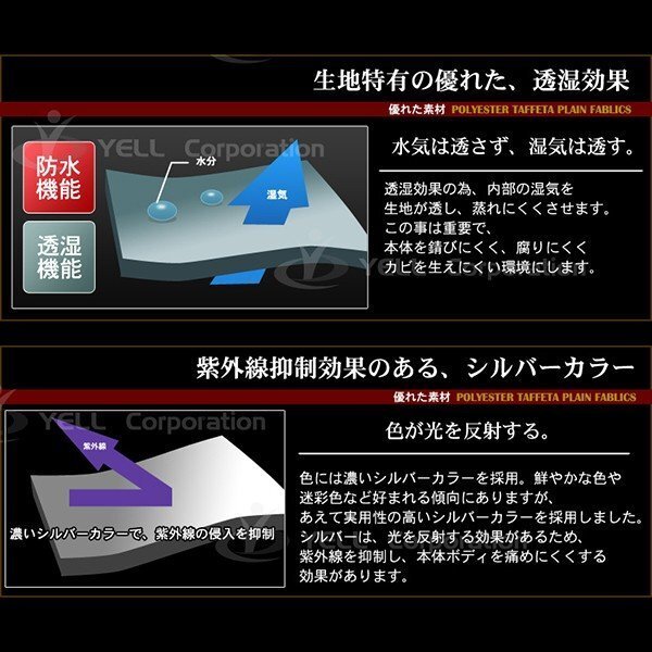 バイクカバー 防水 透湿 Lサイズ ロック対応 強風対策ひも付_画像4