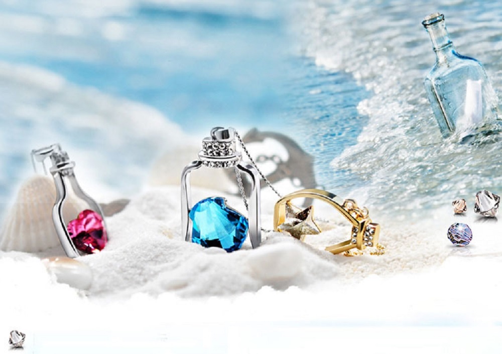 激安 新作 人気 レア かわいい おしゃれ ネックレス ペンダント ハート 小瓶 瓶 ボトル ブルーシルバー czダイヤ レディース プレゼント 青_画像2