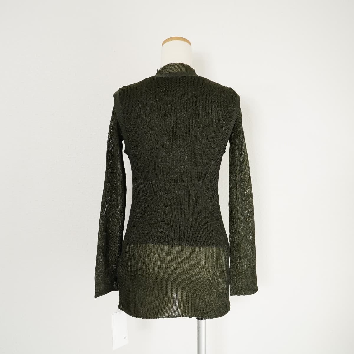 未使用 21AW Ameri アメリ VEST LAYERED RIB KNIT ベストレイヤードリブニット 長袖 透け感 セットアップ カーキ_画像4