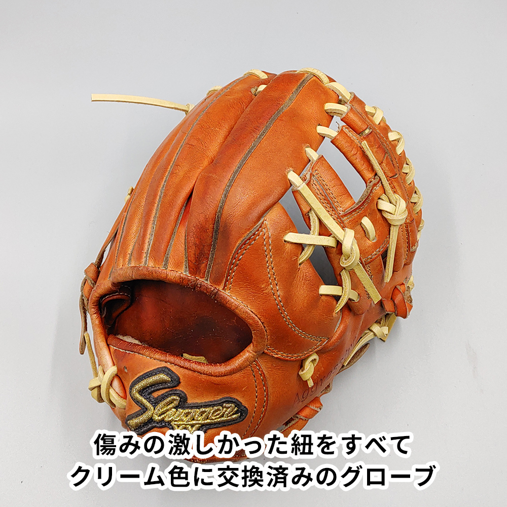 【全紐交換済み (高校野球対応)】 スラッガー 硬式グローブ / 内野手用 型付け済み (slugger グラブ) [WE1314]_画像2