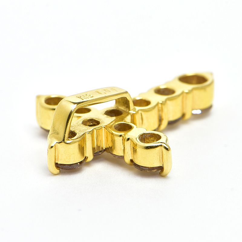 1.0ct天然ダイヤモンドペンダントトップ K18YG クロスヘッド クロストップ ペンダントヘッド イエローゴールド 地金1.8g 中古 送料無料_画像3