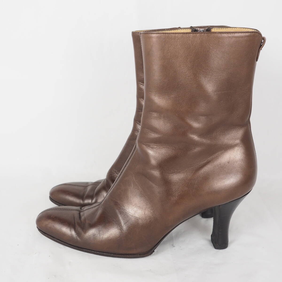 CELINE セリーヌ ブーツ 茶 EU37(23.5cm位) 4601824D0131 ☆100円スタート☆EB9996*CELINE*セリーヌ*レディースショート