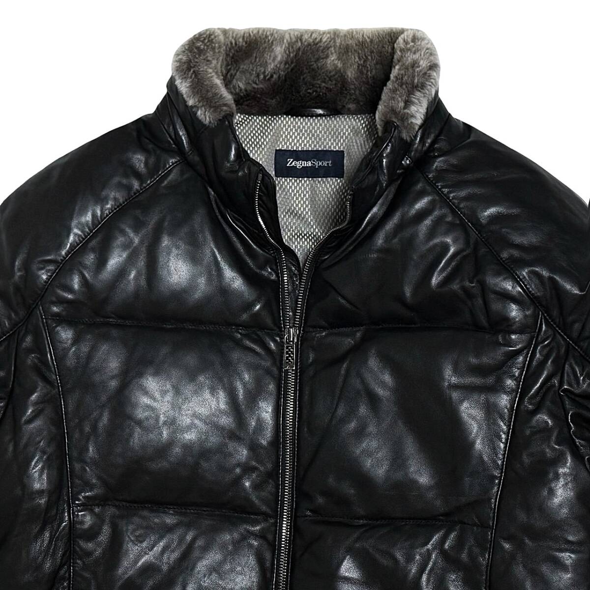 新品未使用ZEGNA SPORT エルメネジルドゼニア ラムレザージャケット M 贅の極 極美品 エルメネジルドゼニア Zegna Sport 襟リアル