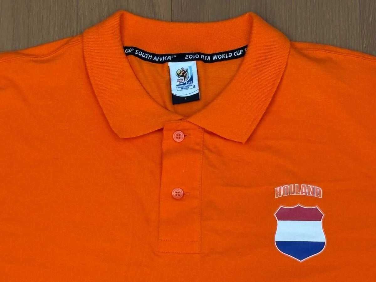 2010年FIFAワールドカップ 公認グッズ サッカーオランダ代表 ポロシャツ Lサイズ スナイデル ファン・ペルシー ロッベン_画像3