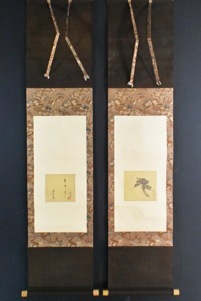 模写/松村呉春/ 酔李白之画/布袋屋掛軸HB-50 K5050 模写 岸駒 松村呉春「土筆 松上鶴図 双幅」絹本 合箱 佐伯