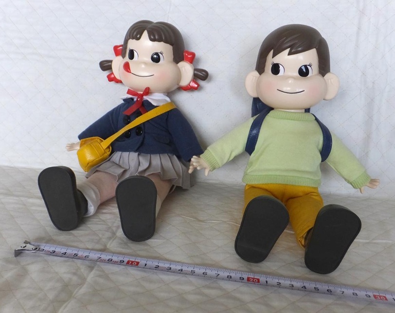 ★現状品★不二家 ペコちゃん・ポコちゃん人形 幼稚園と小学生 箱無し格安★アンティーク 昭和 レトロ 骨董_画像1