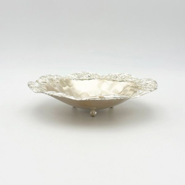 IZ71213F★ドイツ QUIST プレート ボウル 銀メッキ 雑貨 ヴィンテージ 食器 テーブルウェア 小物入れ 器 花模様 薔薇 ローズ クイスト_画像1