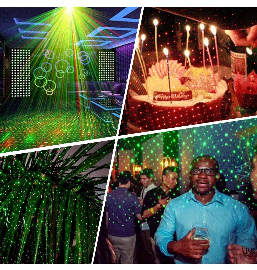 ☆ リモコン付 ポータブル LED RG レーザープロジェクター ☆ ステージ ディスコ パーティー サウンド 有効化 フラッシュ ライト G045