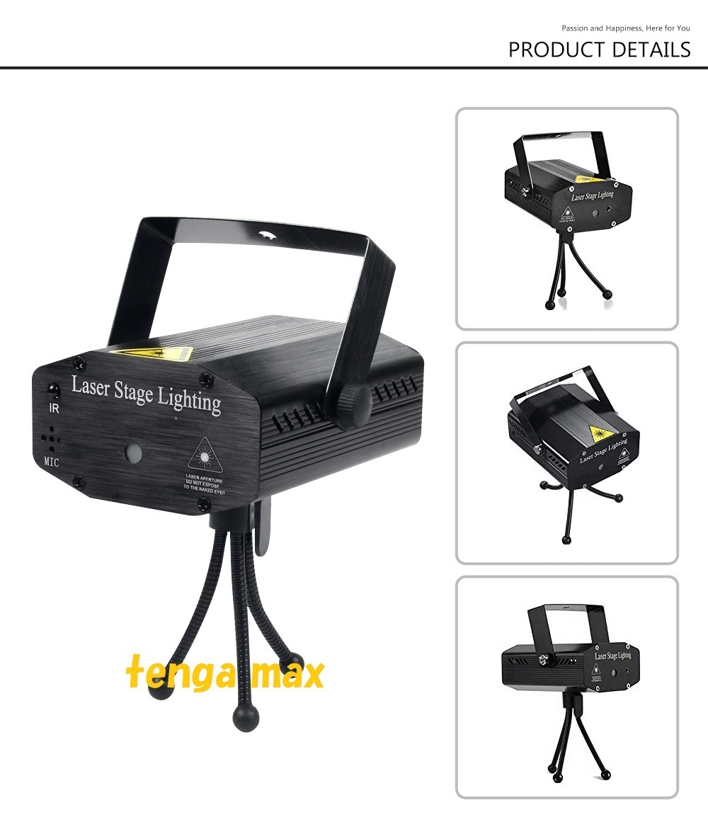 ☆ リモコン付 ポータブル LED RG レーザープロジェクター ☆ ステージ ディスコ パーティー サウンド 有効化 フラッシュ ライト G045