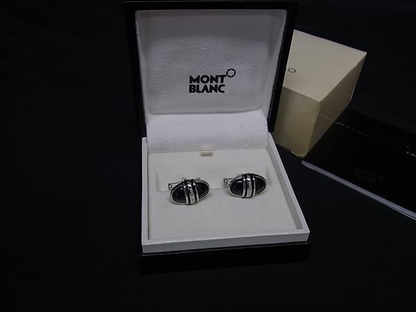 ☆山本☆MONTBLANCモンブランカフリンクス オニキス シルバーおまけ 1円 □極美品□ MONT BLANC モンブラン オニキス カフスボタン