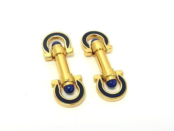 美品✨Salvatore Ferragamo カフリンクス ゴールド ガンチーニ 1円 □美品□ Salvatore Ferragamo フェラガモ ガンチーニ