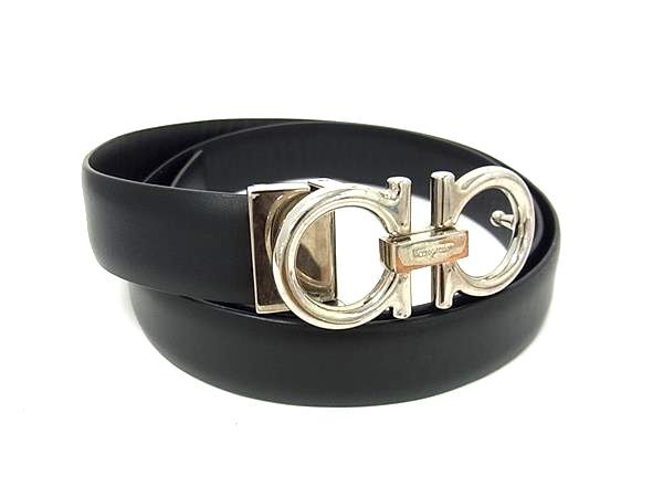 Ferragamo フェラガモ ベルト ガンチーニ ブラック 1円 Salvatore Ferragamo フェラガモ ダブルガンチーニ レザー