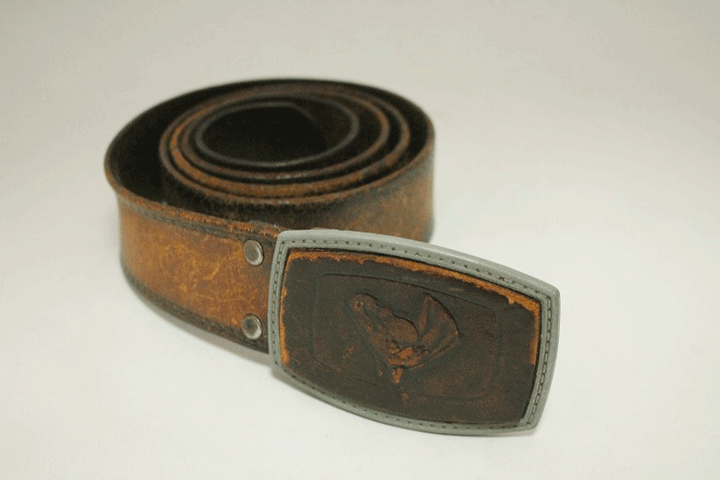 Unknown バックル レザー ベルト 馬 茶 ブラウン メンズ アンティーク ビンテージ ヴィンテージ USA 古着 オールド AC67_画像1