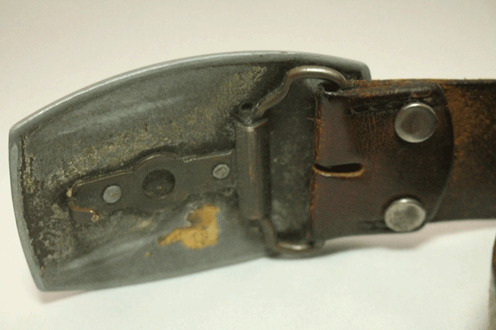 Unknown バックル レザー ベルト 馬 茶 ブラウン メンズ アンティーク ビンテージ ヴィンテージ USA 古着 オールド AC67_画像3