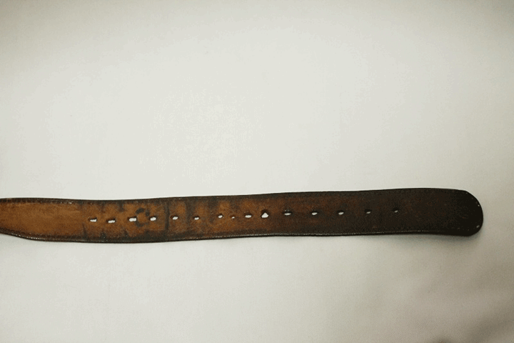 Unknown バックル レザー ベルト 馬 茶 ブラウン メンズ アンティーク ビンテージ ヴィンテージ USA 古着 オールド AC67_画像4