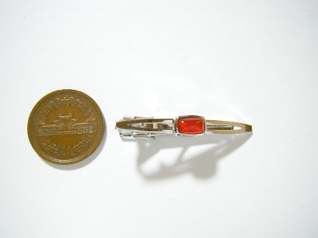 ★サンイーグル SUNEAGLE 瑪瑙 メノウ ネクタイピン タイピン シルバーカラー【OM40】_画像2