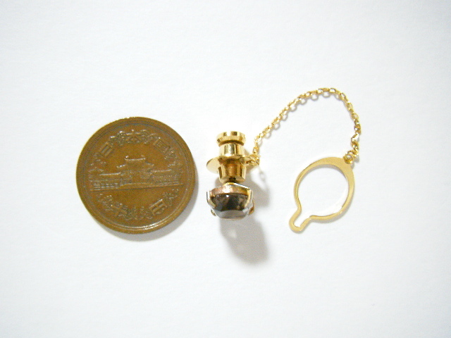 ★茶水晶 最大幅 10mm×8mm タイピン タイタック ゴールドカラー【OM41】_画像3