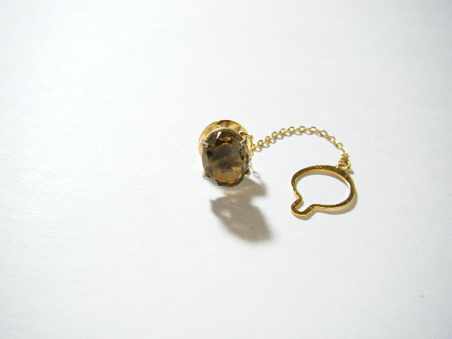 ★茶水晶 最大幅 10mm×8mm タイピン タイタック ゴールドカラー【OM41】_画像1