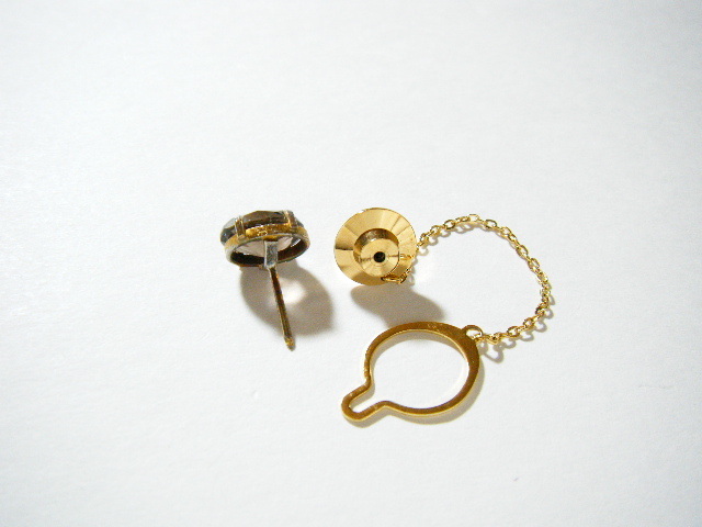 ★茶水晶 最大幅 10mm×8mm タイピン タイタック ゴールドカラー【OM41】_画像6